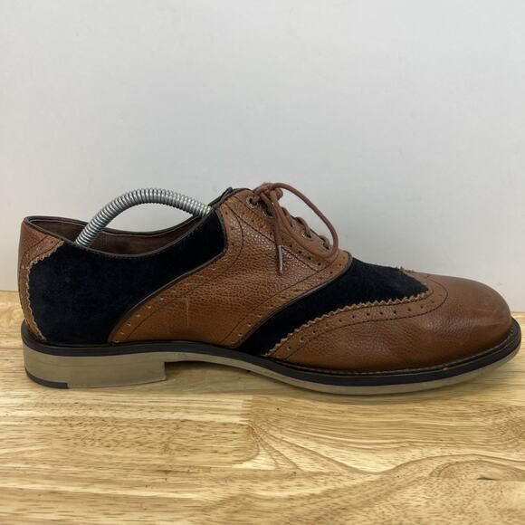 Mens Johnston & Murphy Wingtip Brogue Brown Blue Dress Derby Shoes Size 10.5 M main image 10